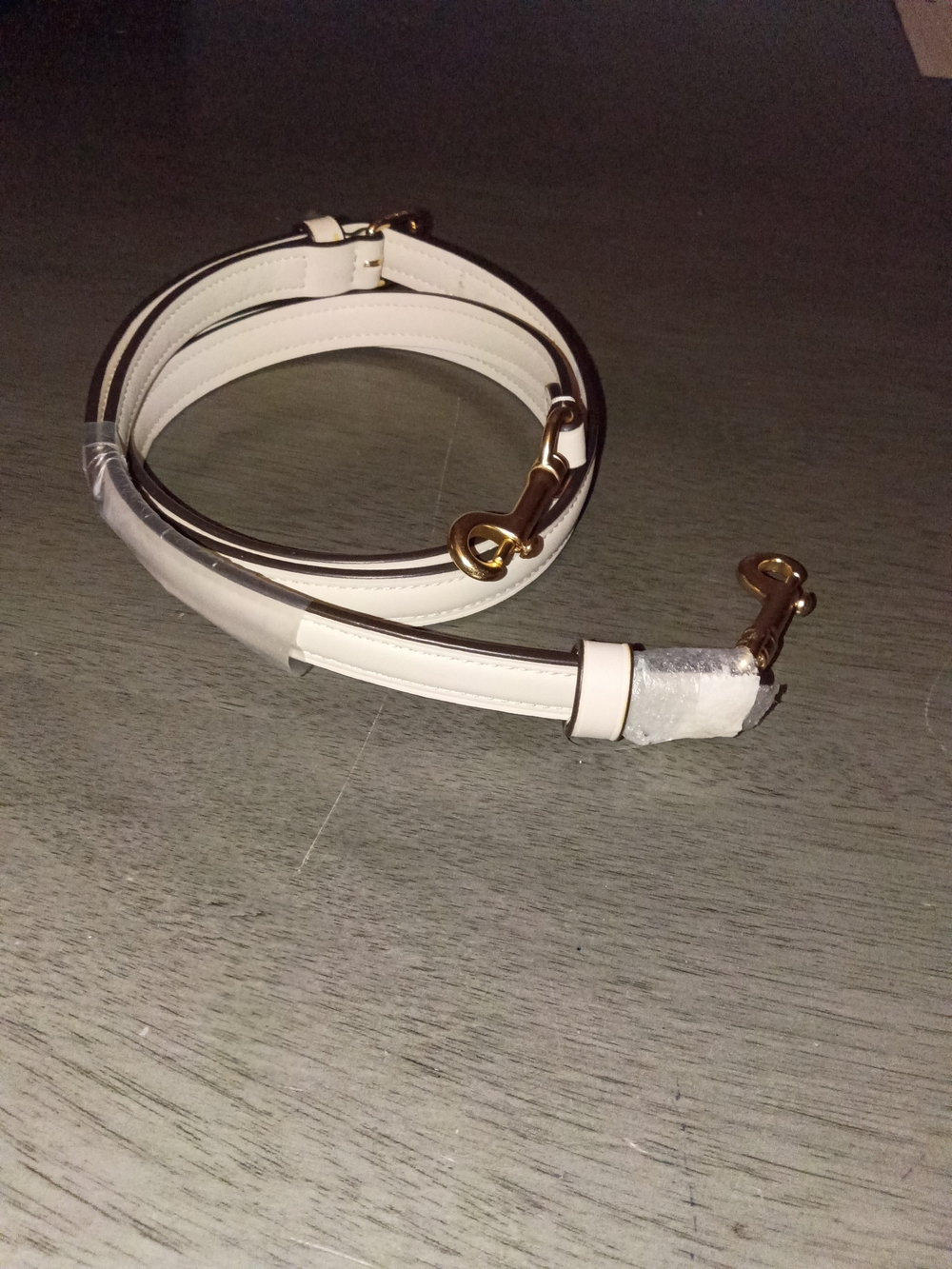 New Coach Replacement Off White Leather Adjustable Strap with Gold Hardware
